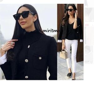 Zara | Jackets & Coats | Zara Black Boucle Tweed Blazer | Poshmark